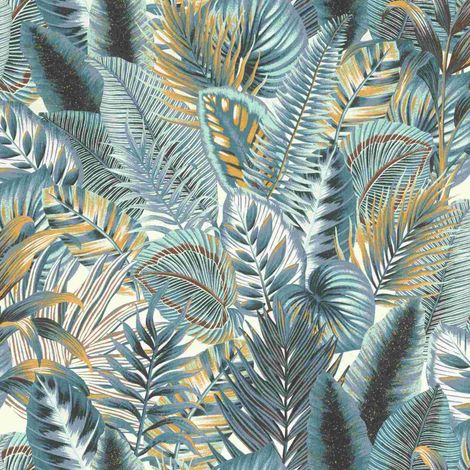 Rasch  Rhapsody  833997  Vliestapete  Botanisch  10.05 x 0.53 m  Blau  Weiß  Braun  Wohnzimmer  Flur  Büro  Küche  Wohnräume