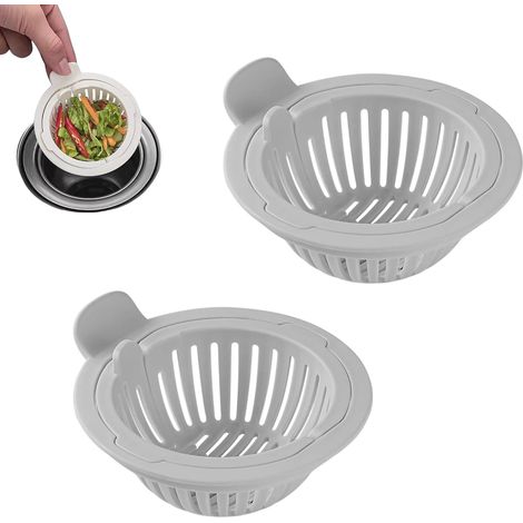 (2 pièces grises) Crépine d'évier - Panier de vidange avec poignée, compatible avec les éviers de 11,5 cm (4,5 pouces), vidange automatique par simple pression. (1/4)