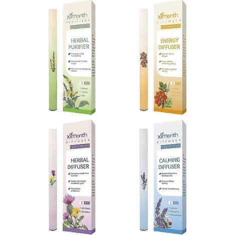 Lot de 4 stylos diffuseurs d'herbes pour une haleine fraîche et un soin corporel. contenant de la molène. du thym. du guarana. de l'extrait de thé vert. de la menthe poivrée et du menthol. (1/5)