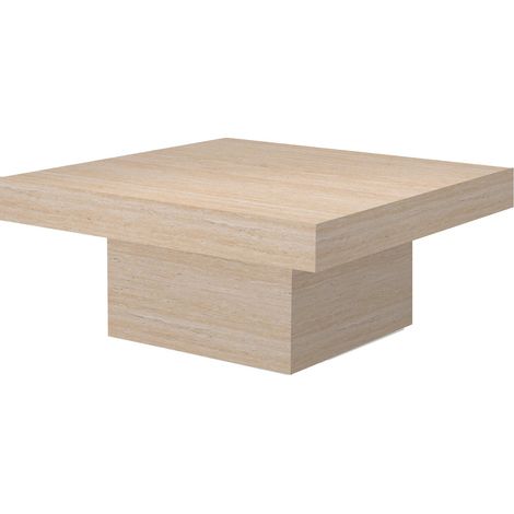 KAYZA - Table basse carrée en marbre d'ingénierie couleur travertin (1/3)