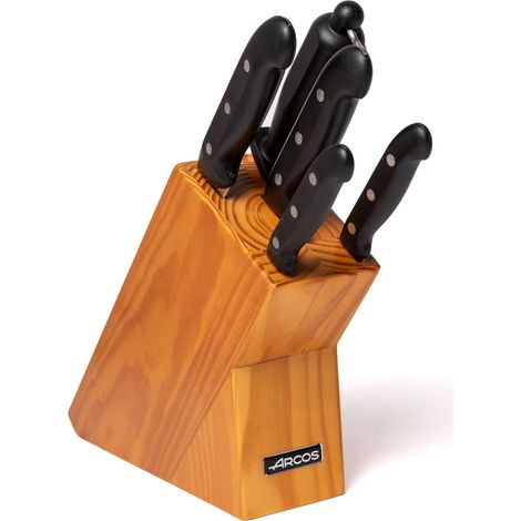 Prise avec 4 couteaux de cuisine et Chaira Arcos Maitre 152000, mango polypropylène, lame en acier inoxydable NITRUM (1/3)