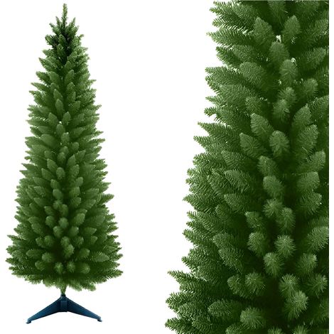 Albero di Natale Verde Slim Salva Spazio 240 cm PVC Ignifugo con Apertura Rapida ad ombrello 664 cime d86 di ingombro (1/4)