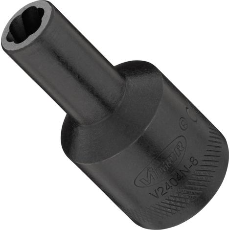 VIGOR Spiralnutenausdreher-Einsatz, 1/2 (12,5 mm) Vierkant hohl, Außen Schraubenausdreher Profil, SW 8 mm (1/3)