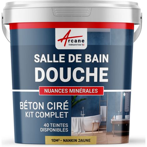 béton ciré, salle de bain, douche italienne, pièce d'eau, kit, beton, cire, salle de bains,  douche italienne - 10 m² (en 2 couches) Nankin Jaune - ARCANE INDUSTRIES