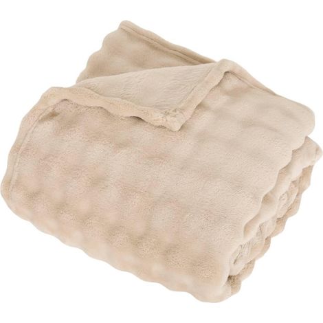 Plaid Ondulé Uni "Zephy" 125x150cm Beige Lin (1/5)