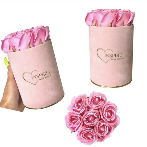 Flowerbox Inspiruj - Scatola rosa con rose di sapone - n. 9 Rosa (1/5)
