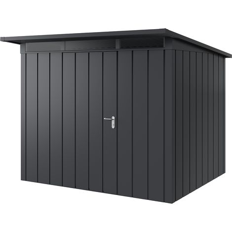 Hörmann Metall-Gerätehaus "Juno" mit Pultdach, JPD9 - Modern, 262 x 214 cm (B x T), anthrazit, 1-flüglige Tür, Anschlag links (1/5)