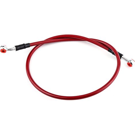 Tubo universale per olio freno per moto, tubo carburante, raccordo in acciaio inossidabile intrecciato (90 cm, rosso) (1/2)