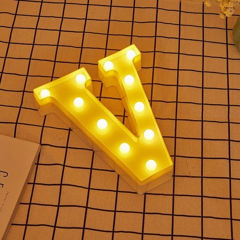 Jandei - Letras LED Letra V iluminadas luz blanca cálida altura 22cm con pilas 2xAA Letras LED