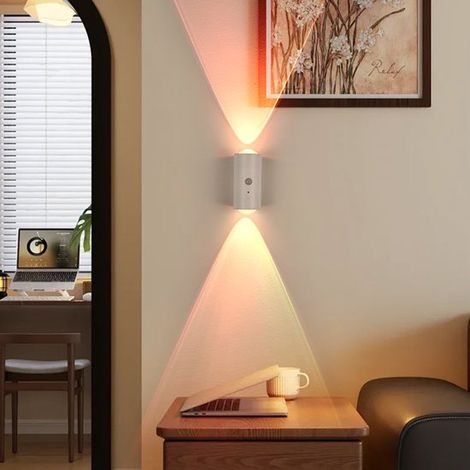Lampe intelligente en forme de montagne avec détection de mouvement, projection de lumière, chargement magnétique, lampe de meuble auto-adhésive, vision nocturne à double œil de chat (1/4)