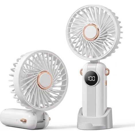 Ventilateur portable 1200 mAh, pliable, rotatif à 180°, mini ventilateur, ultra silencieux, 5 vitesses, ventilateur de poche pour le maquillage (1/5)