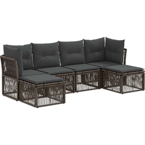 Gartensofa-set 6 pcs Grau Poly-Rattan vidaXL