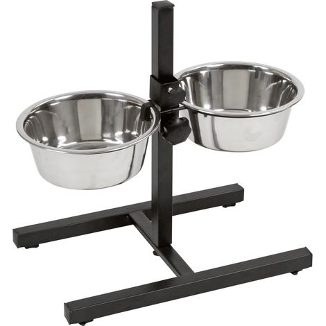 Columna regulable en altura (24 cm), apta para 2 comederos para perros de 2,8 l - altura máxima 43 cm