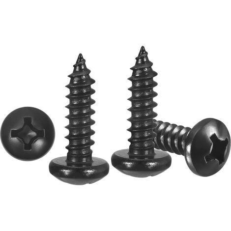 Vis Autotaraudeuses À Tête Plate (12x3/4") 40Pcs, Vis Autoperceuses En Acier Inoxydable 304 Pour Métal Bois Plastique, Pour Armoire Mur Volet Plaque, Noir (1/5)