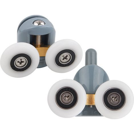 Jeu de roulettes doubles pour porte de douche (4 pièces) - 25 mm - Convient aux portes de douche - Longue durée de vie - Convient aux portes en verre d'une épaisseur d'environ 4 à 6 mm (1/4)