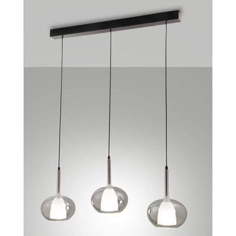 Suspension Edolo En Métal Et Verre Borosilicate Fumé, 3 Ampoules E27 40 W, Ip20, Design Élégant Pour La Décoration Intérieure - Edolo (1/2)