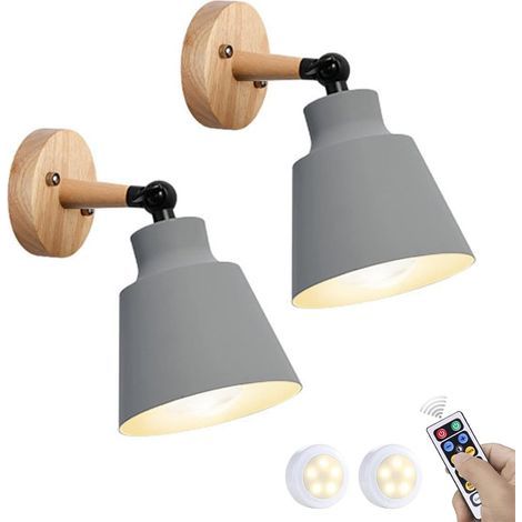 2 paquets d'appliques murales industrielles vintage E27 métal ajustable pour l'intérieur (gris) (1/4)