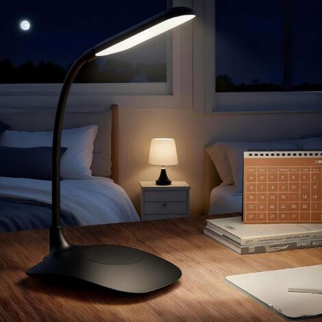 Black LED desk lamp with touch control and dimmer, 12.51027.5 cm, adjustable for offices, bedrooms and bedside tables. (1/5)