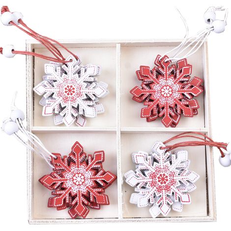 Ornement En Bois - Décoration De Noël Pour Arbre - Style Rustique Ferme - Lot De 6 Pièces (1/5)