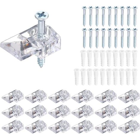 Lot de 20 clips de montage en plastique transparent pour miroir mural sans cadre avec 20 vis pour fixer le miroir (1/4)