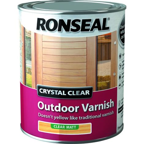 Ronseal Crystal Clear Outdoor Varnish Matt 750ml Exterior Wood Varnish (1/3)