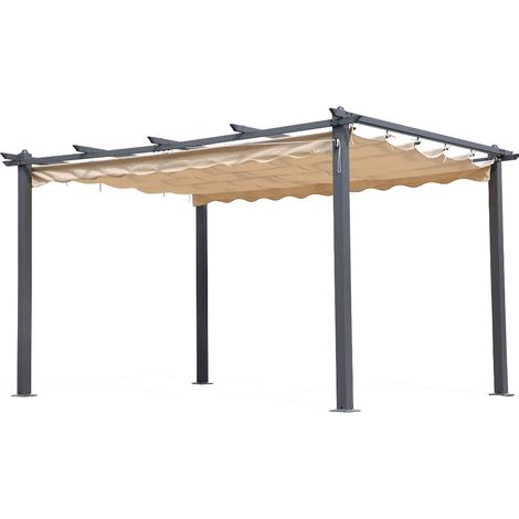 Pergola Gazebo 3x4 per Giardino Esterno Telo Poliestere 180 g/mq Retrattile, Struttura in Alluminio, Top Ecrù (1/5)