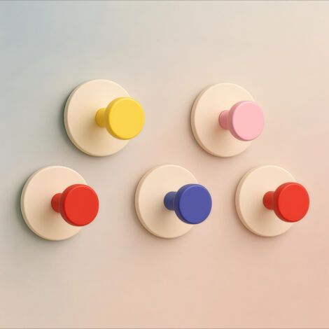 Crochets à ventouse, colorés, 6,16,14,4 cm, lot de 5, solides, résistants, sans résidus, crochets pour clés sans perçage. (1/5)