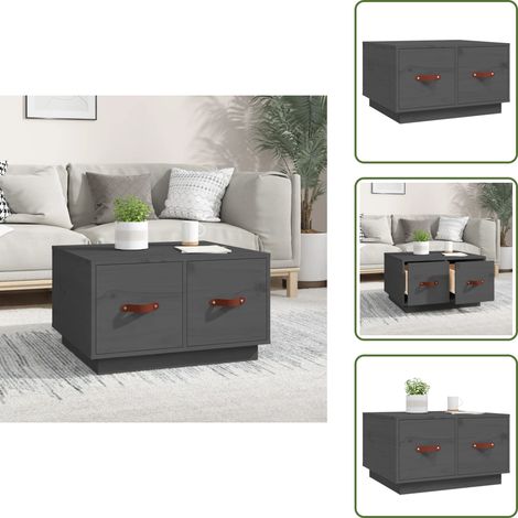 Table basse Gris 60x53x35 cm Bois massif de pin - Table Basse - Meuble Salon - Table D'appoint - Table Design - Table Bois (1/5)