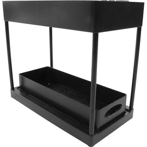 Panier de rangement coulissant sous évier, organisateur pour tiroirs coulissants d'armoire, comptoir, garde-manger, HIPS noir (1/5)
