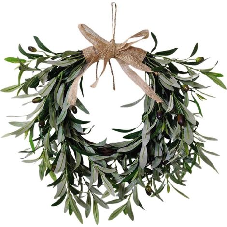 Ghirlanda rustica artificiale da parete realizzata con rami naturali – 50 cm, adatta per uso interno/esterno tutto l'anno