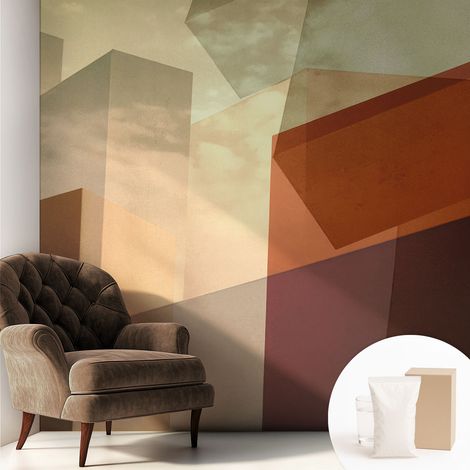 Tapete Vliestapete mit Kleber modern Wohnzimmer - Wanddeko Schlafzimmer - Tapete mit Motiv Abstrakte Formen 250x250 cm (1/5)