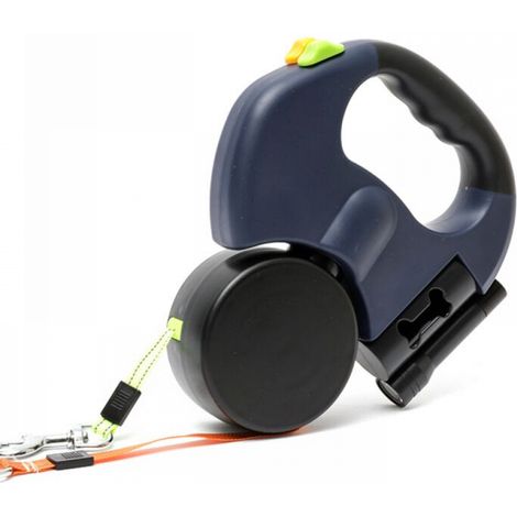 (bleu) Laisse double rétractable pour chien avec deux cordes de 3 m, double laisse anti-emmêlement à 360° pour promener deux chiens jusqu'à 22,7 kg (1/5)