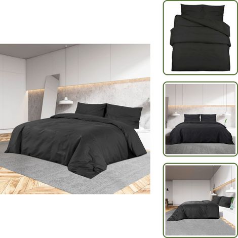 Ensemble de housse de couette Noir 200x200 cm Coton - Housses De Couette - Linge De Lit - Literie - Coton - Housse De Couette Noire (1/5)