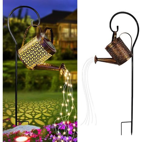 Lampes solaires pour extérieur jardin, Métal Imperméables arrosoirs solaires avec guirlande lumineuse, décoration de jardin pour l'extérieur pour Chemin Cour Arbre (avec support) (1/5)