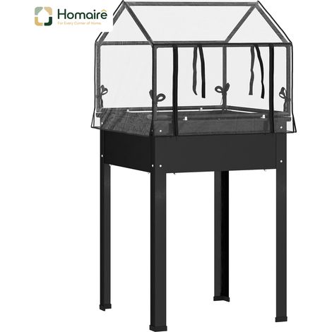 HOMAIRE Hochbeet mit Abdeckung, Kräuter- und Gemüsebeet aus Metall, wetterbeständig für Garten und Balkon