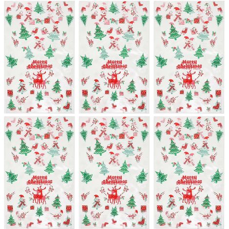100 sachets de conservation alimentaire imprimés sur le thème de Noël (couleurs assorties)-25X14.5X0.1CM (1/3)