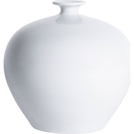 Vase décoratif art déco en céramique blanc finition naturelle - Blanc naturel mat (1/2)
