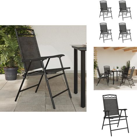 Chaises de jardin pliables lot de 4 en acier et textilène - Chaise De Jardin - Fauteuil De Jardin - Mobilier De Jardin - Terrasse - Extérieur (1/5)