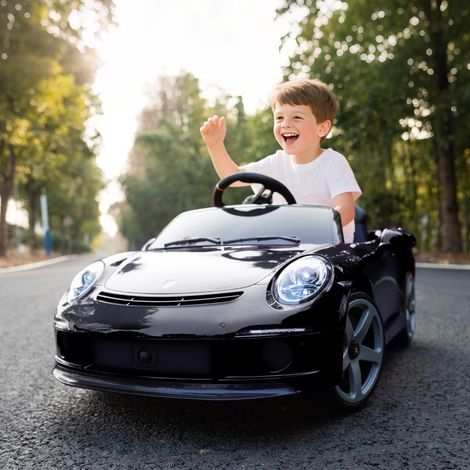 Voiture électrique pour enfants,télécommandable,musique,klaxon,USB,ceinture de sécurité,pour 3 à 5 ans,noire