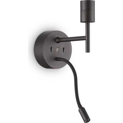 Ideal Lux SET UP Applique + Liseuse Noir Sans Abat-jour 3000K