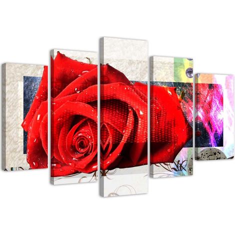 Stampa su tela 5 parti, Rosa screziata - 200x100 (1/4)