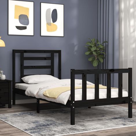 Cadre de lit sans matelas noir bois de pin massif vidaXL (1/5)