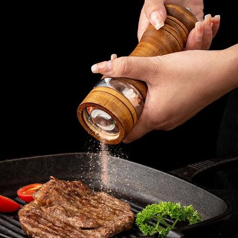 Manual 6-inch pepper grinder can adjust the thickness of 2 retro colors + base 3-Piece Set (color box) (1/3)