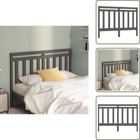 - vidaXL Testiera per Letto Grigia 126x4x100cm in Legno Massello di Pino -