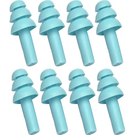 Ortviai Bouchons d’oreilles antibruit en silicone lavables – 4 paires, bleus, mémoire lente, pour sommeil et isolation acoustique