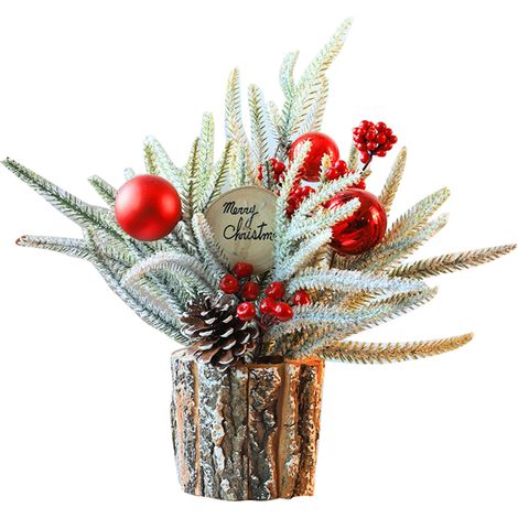 Décoration de table en bois, écorce de sapin de Noël, tonneau, bouquet artificiel, ornement pour la maison, l'hôtel ou le bureau. Panneau en bois. (1/5)