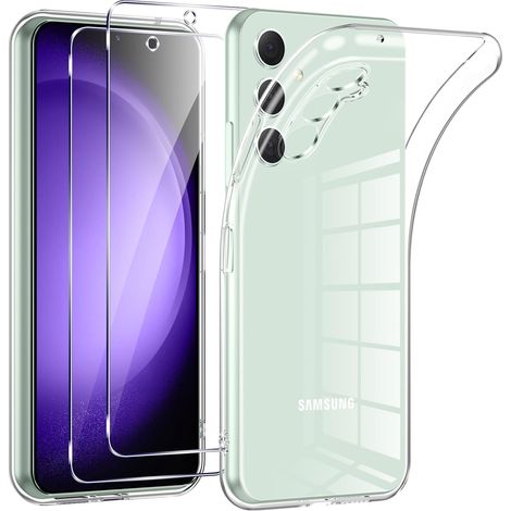 Coque pour Samsung Galaxy S23 FE 5G,avec 2 pièces Verre trempé,Transparence Souple TPU Étui Protection pour Samsung S23 FE 5G,Bumper Housse Prévention des Chutes,Anti- Rayures,Ultra Mince (1/5)
