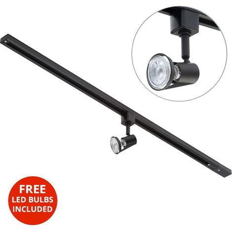 Litecraft 1 Metre Kitchen Track Light With 1 Harlem Fixture & LED Bulb - Black (1/5)