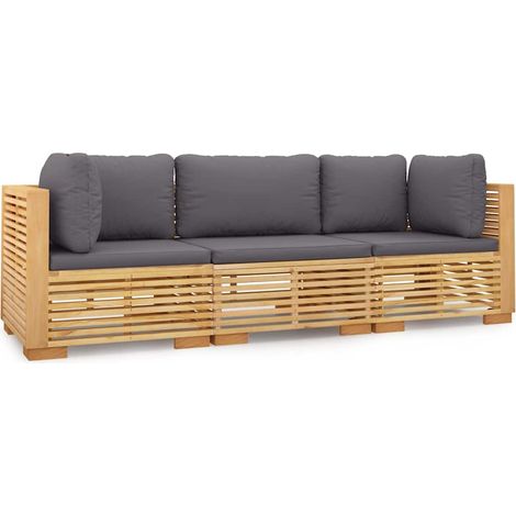 Maison Exclusive - Set Divani da Giardino 3 pz con Cuscini Legno Massello di Teak (1/5)