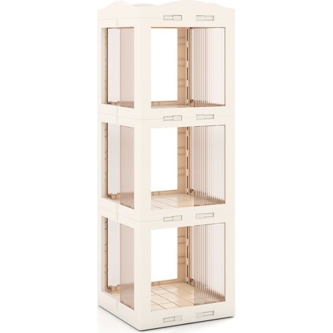 Estantería giratoria de 3 niveles, plegable, antideslizante, blanca